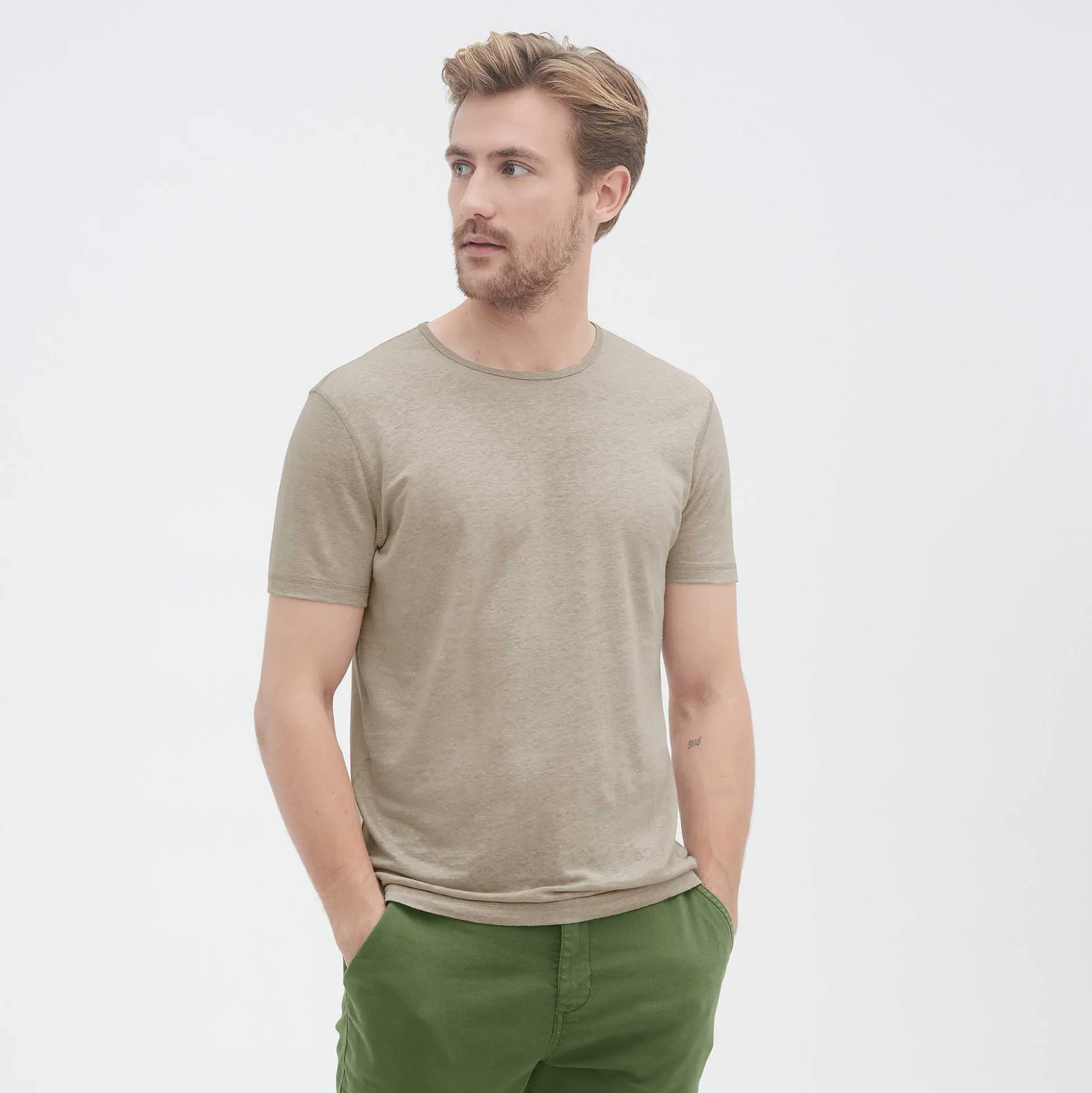 LIVING CRAFTS Andy - T-Shirt Naturliches Leinen Hot