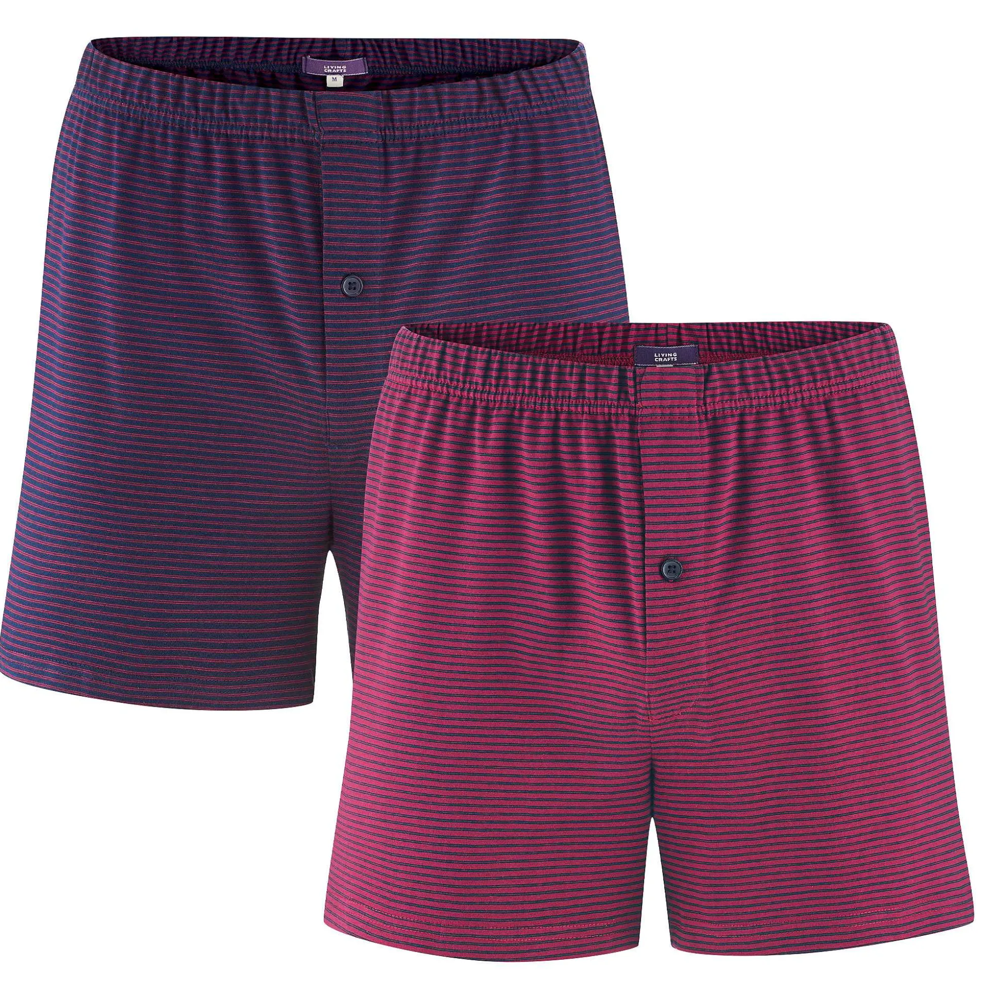 LIVING CRAFTS Ben – Boxershorts, 2Er-Pack Dunkles Marineblau/Rubin Clearance