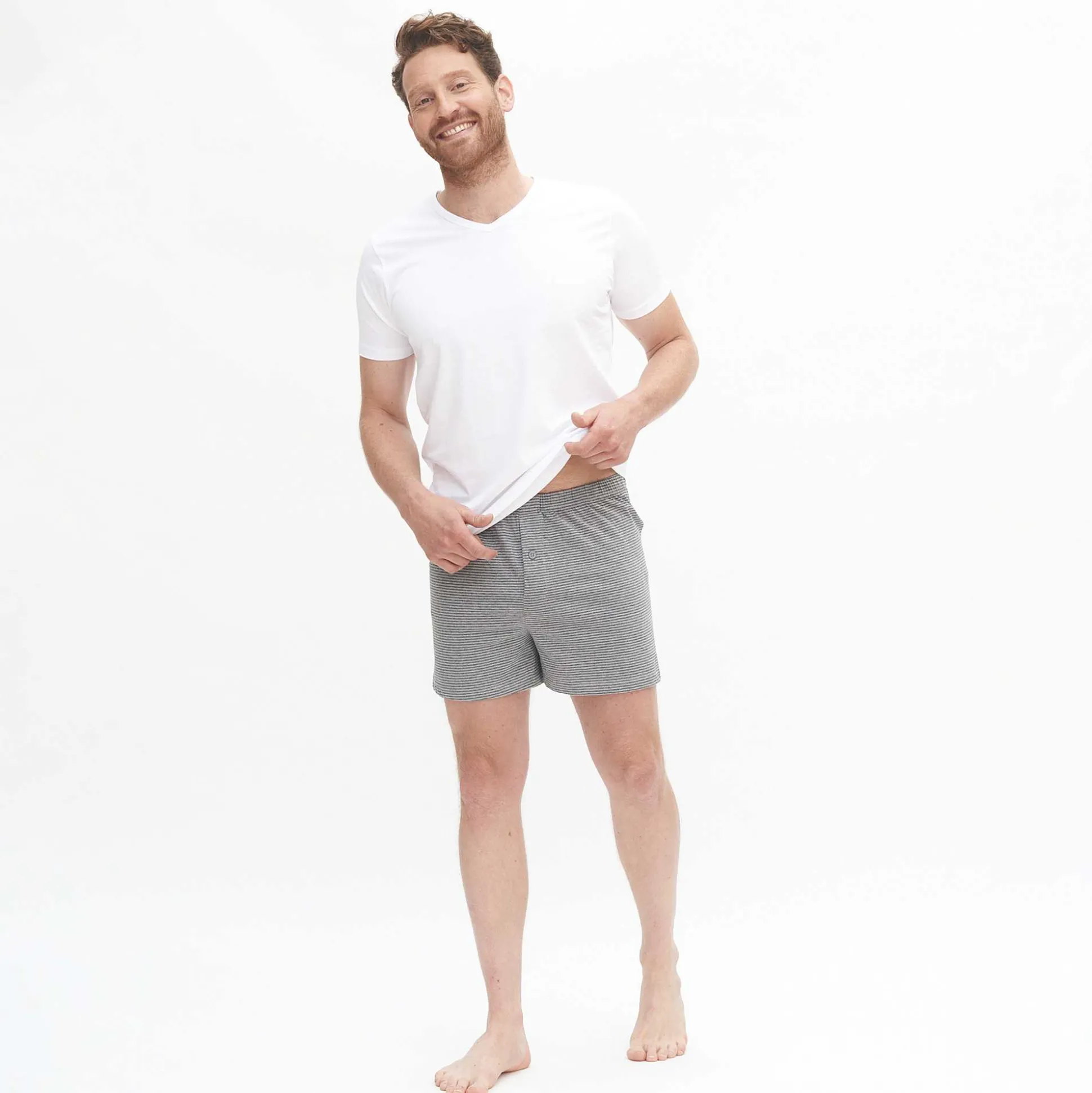 LIVING CRAFTS Ben – Boxershorts, 2Er-Pack Steingrau/Anthra Melange Fashion