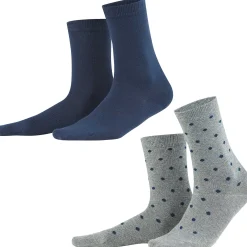 LIVING CRAFTS Bettina - Socken, 2Er-Pack Nachtblaue Punkte Best
