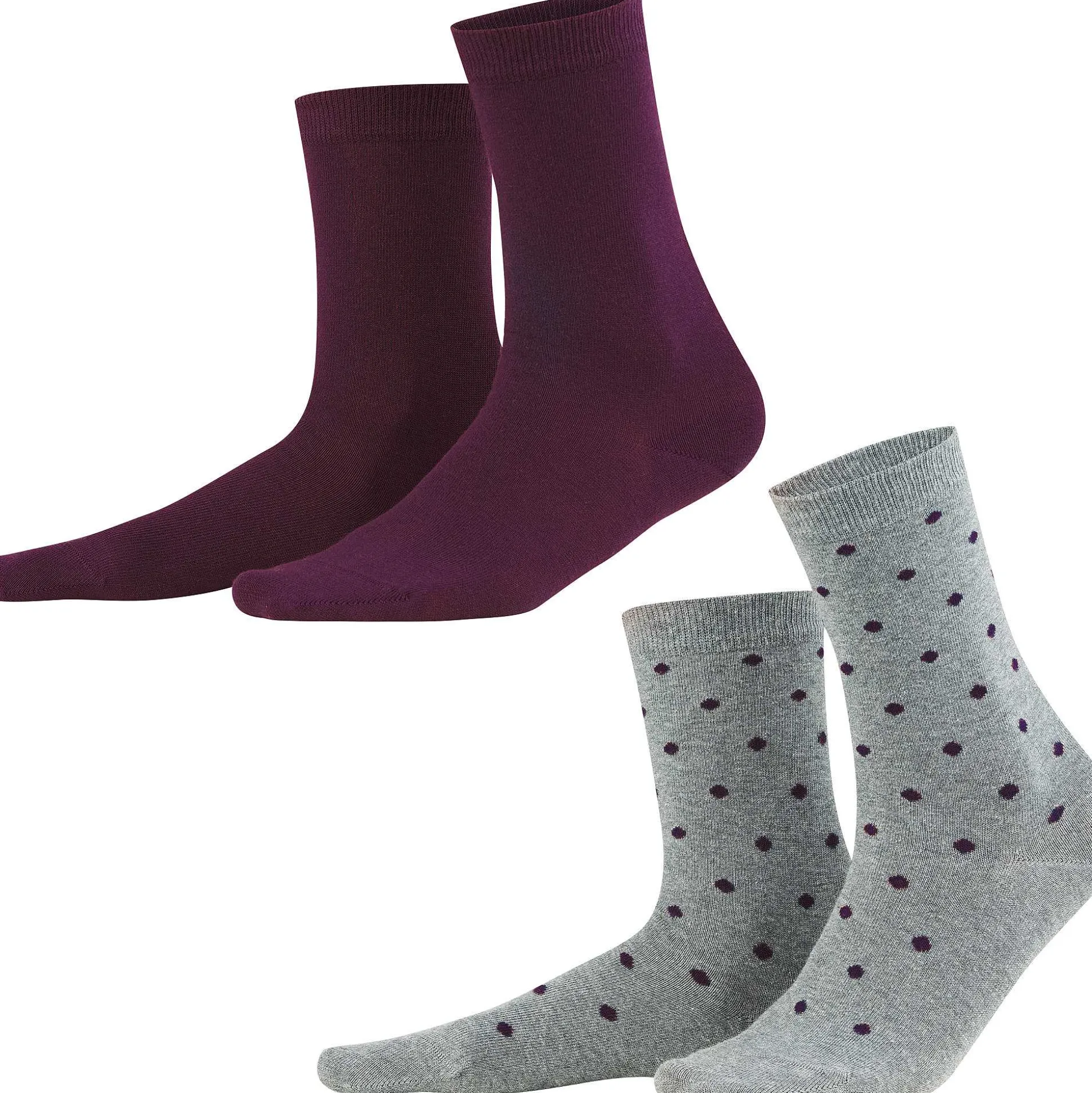 LIVING CRAFTS Bettina - Socken, 2Er-Pack Dunkle Pflaume/Punkte Cheap