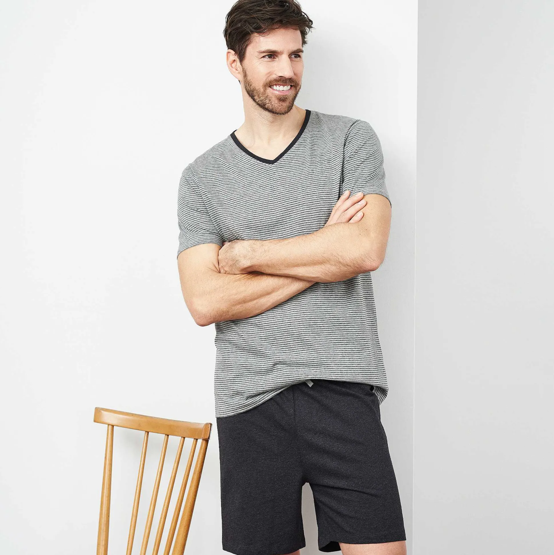 LIVING CRAFTS Carl - Pyjamas Steingrau/Anthra Melange Flash Sale