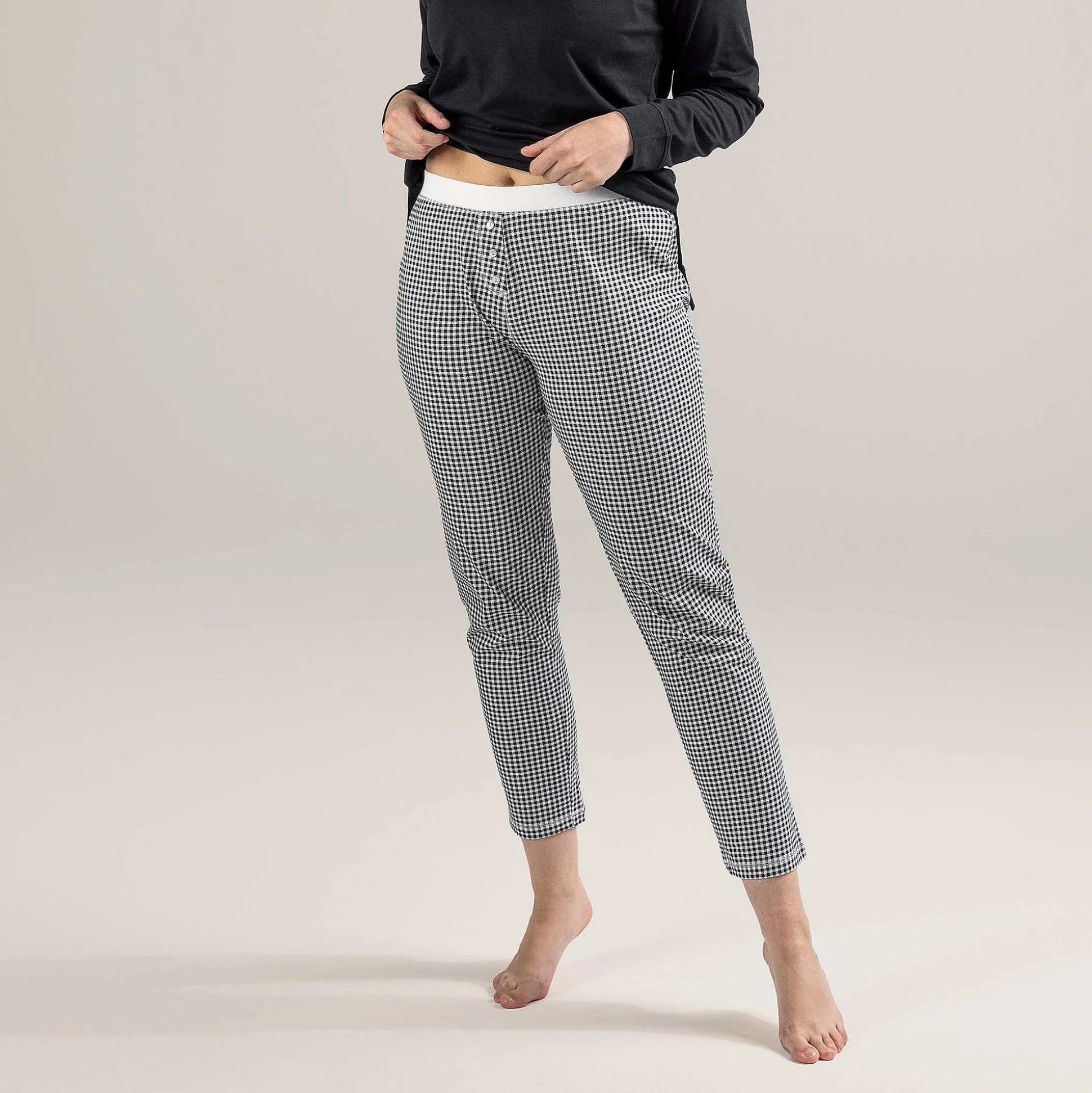 LIVING CRAFTS Carol - Schlafhose Vichy Schwarz/Creme Fashion