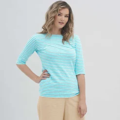 LIVING CRAFTS Chloe - Hemd Lagune/Weis Clearance
