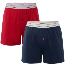 LIVING CRAFTS Ethan – Boxershorts, 2Er-Pack Marineblau/Echtes Rot Sale