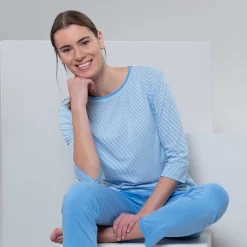 LIVING CRAFTS Kristin - Schlafshirt Vergissmeinnicht/Offwhite Online