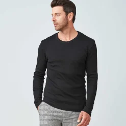 LIVING CRAFTS Leandro - Langarmshirt Schwarz Discount