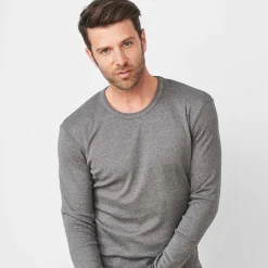 LIVING CRAFTS Leandro - Langarmshirt Graue Melange Cheap