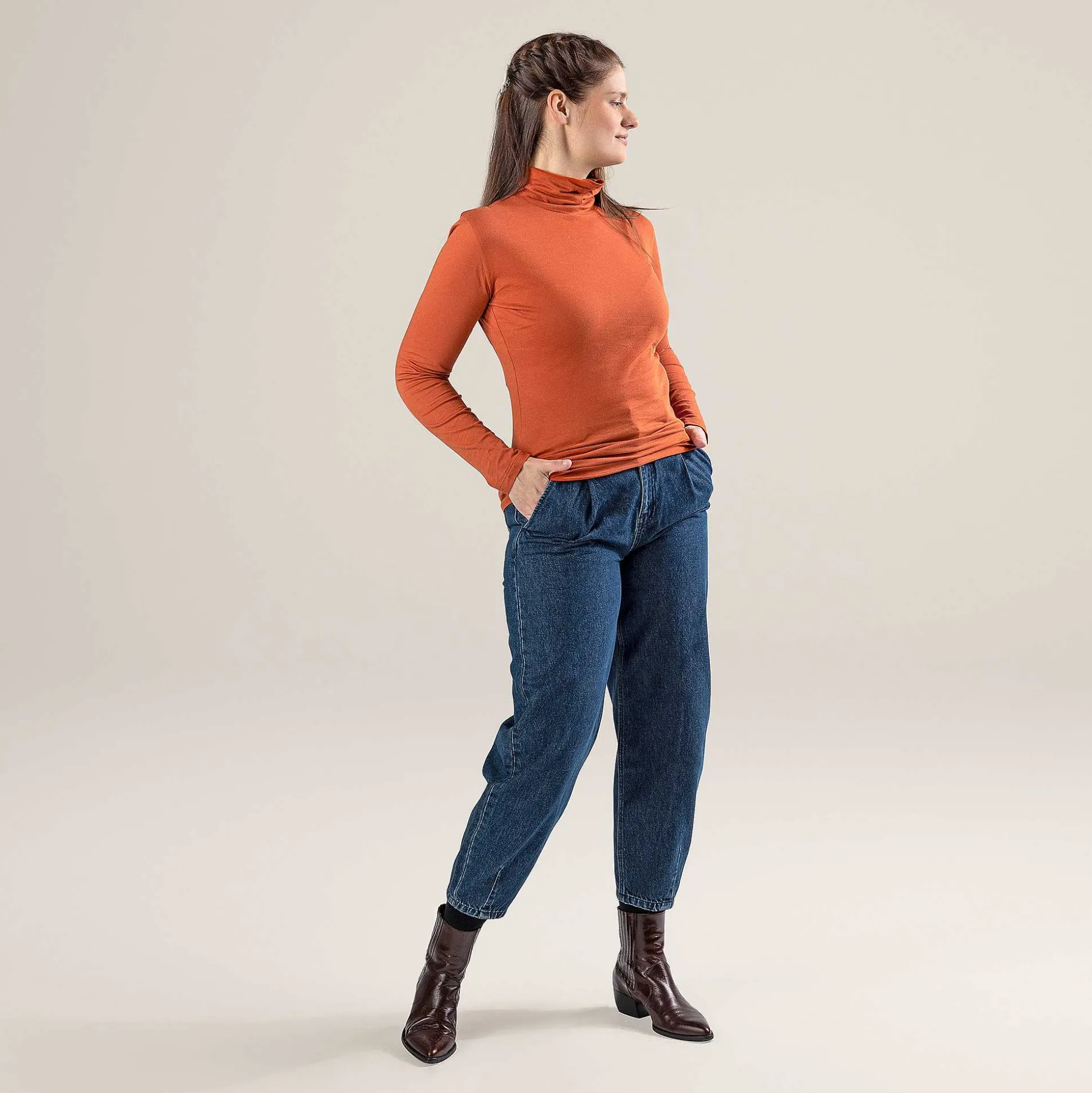 LIVING CRAFTS Nia - Rollkragenshirt Rost Outlet