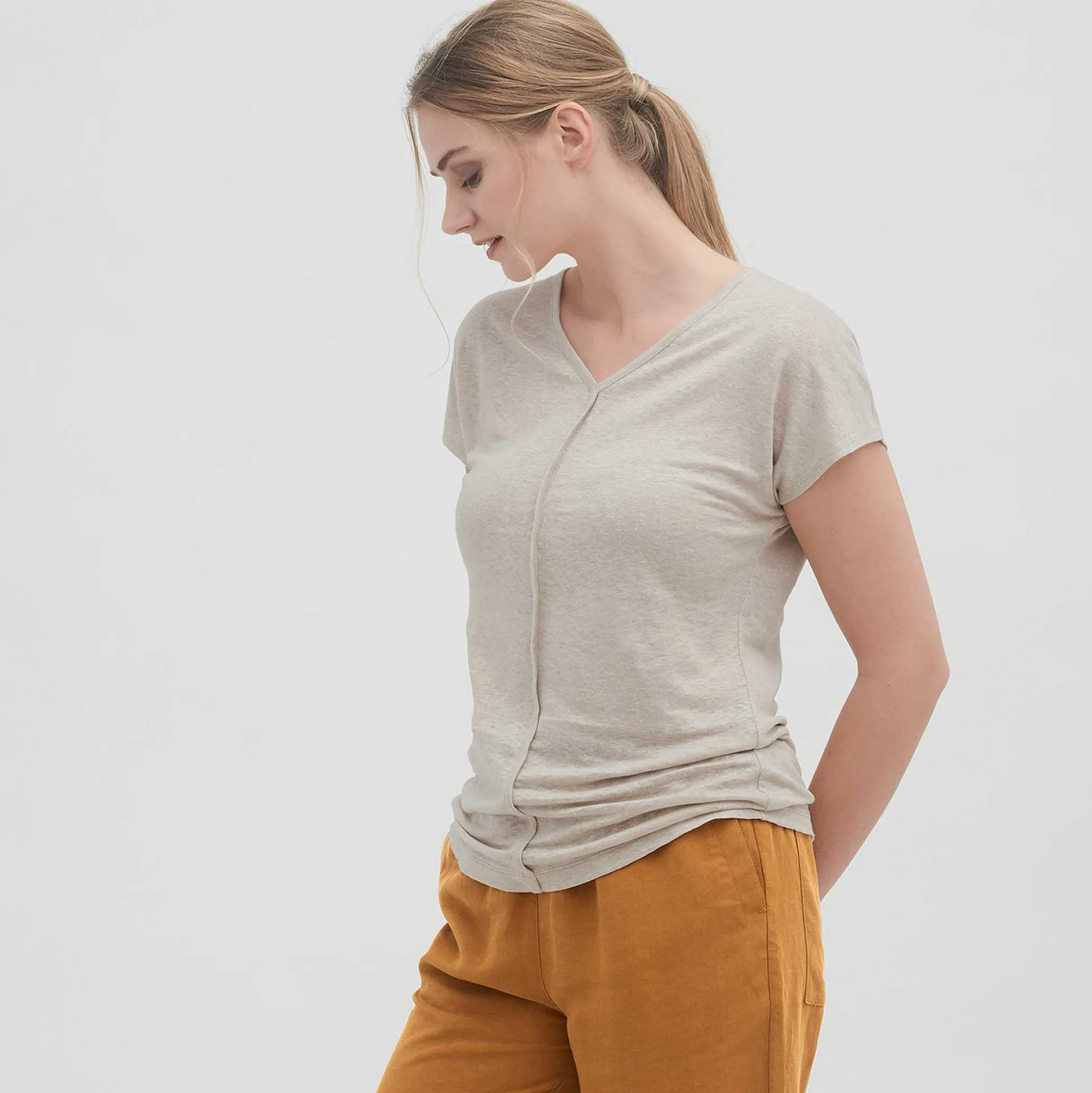 LIVING CRAFTS Oceane - T-Shirt Naturliches Leinen Outlet