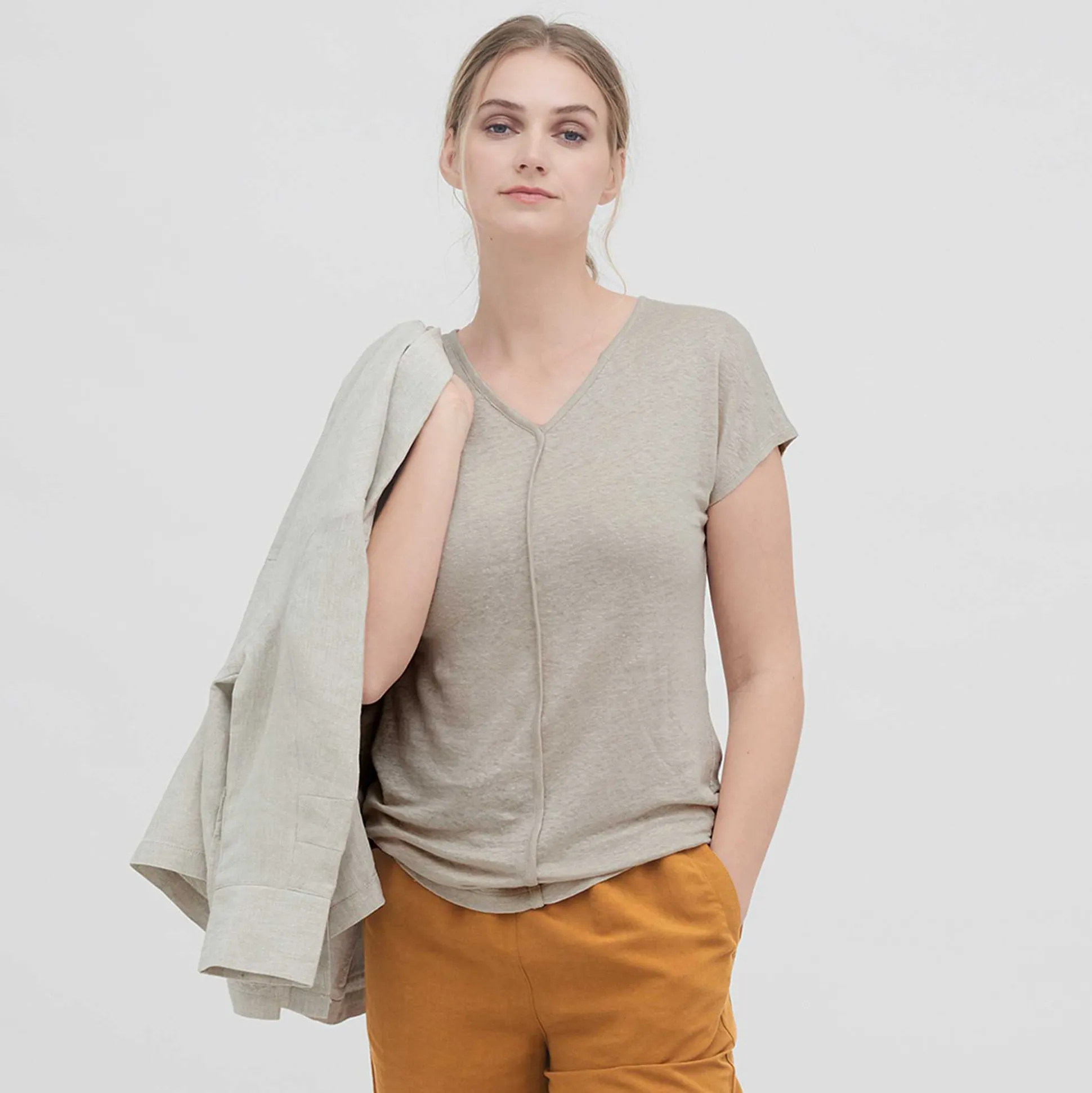 LIVING CRAFTS Oceane - T-Shirt Naturliches Leinen Outlet