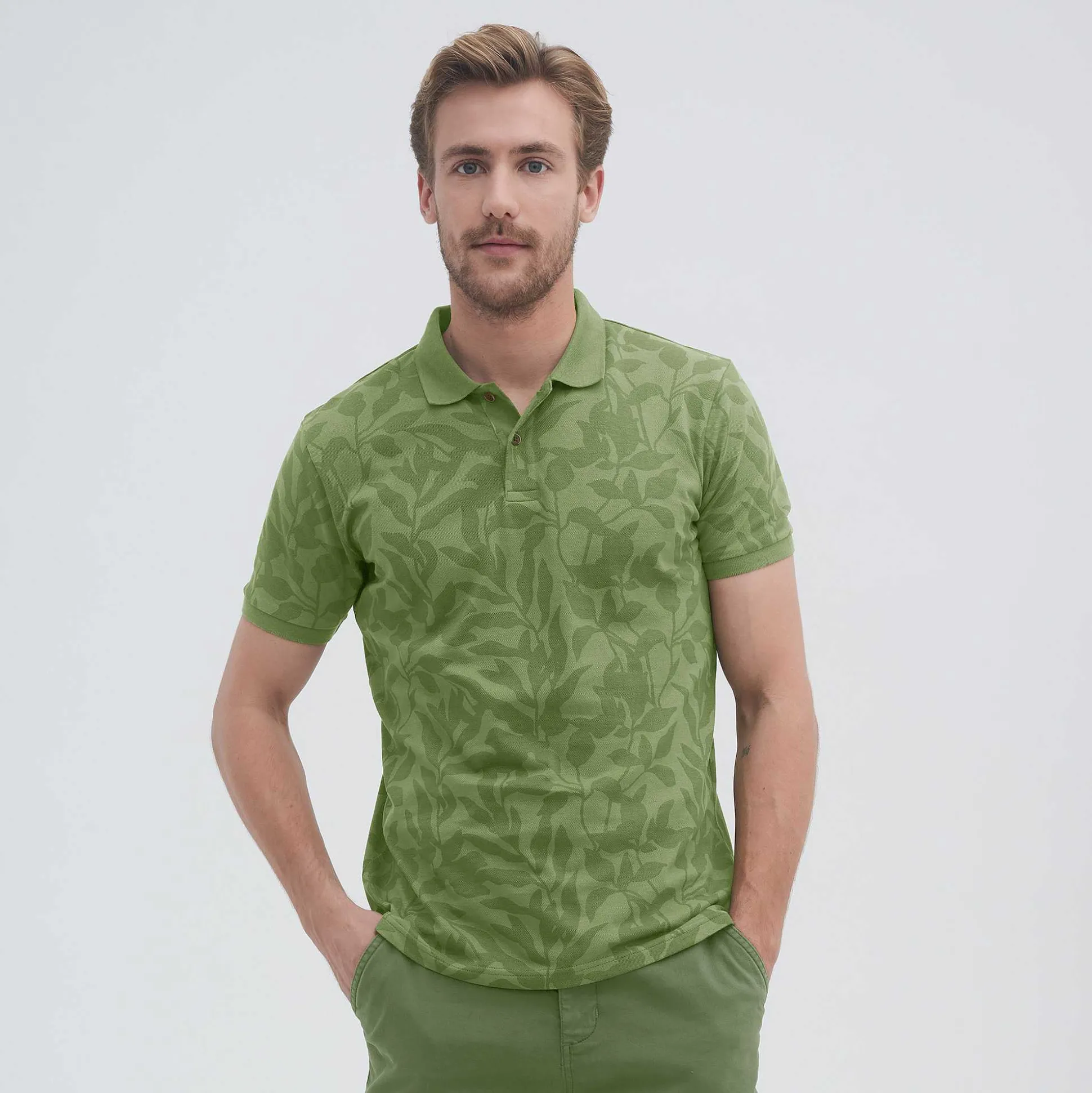 LIVING CRAFTS Onofrio - Poloshirt Blatter/Olive Best Sale