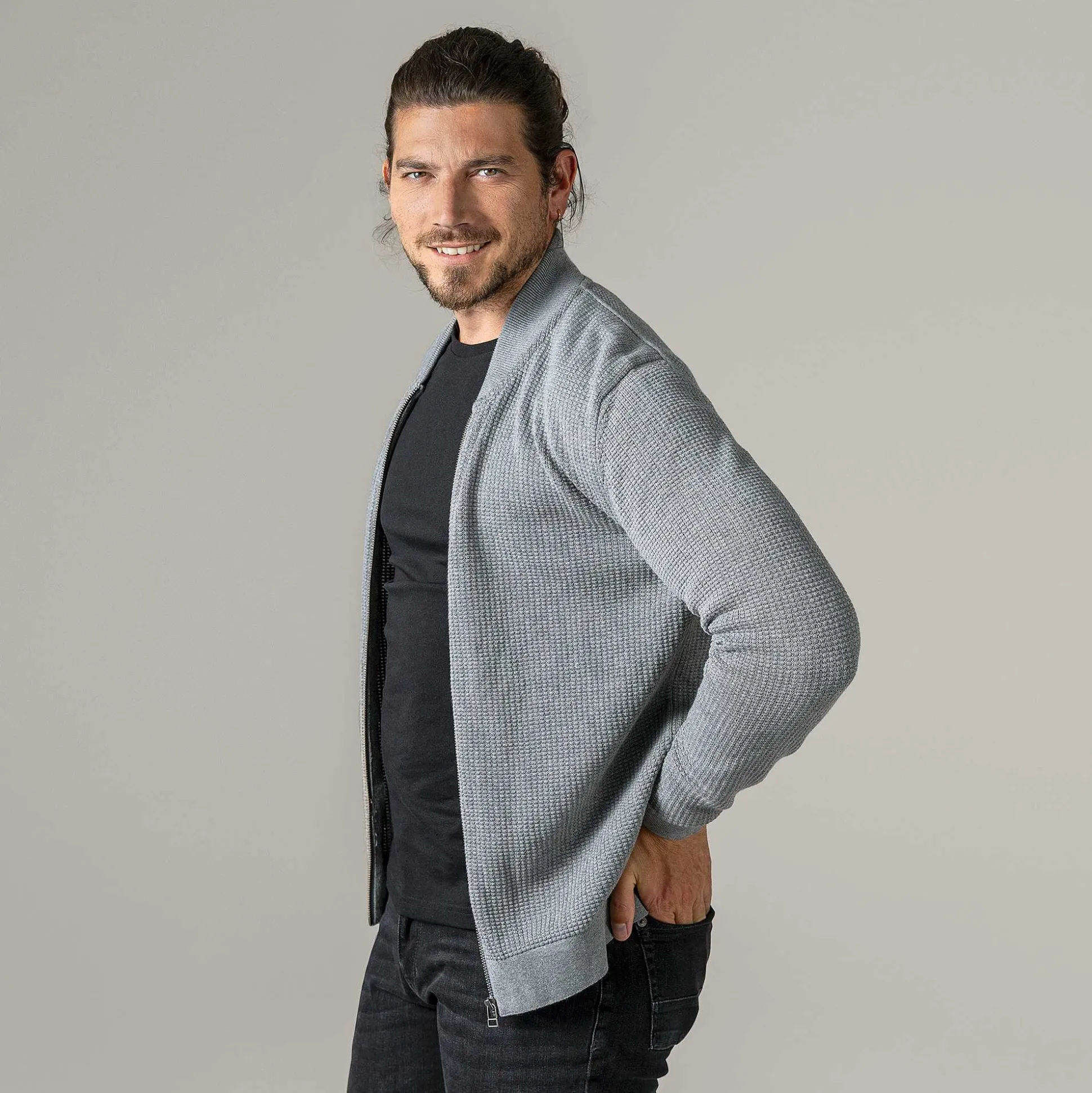 LIVING CRAFTS Paavo - Strickjacke Graue Melange Best Sale