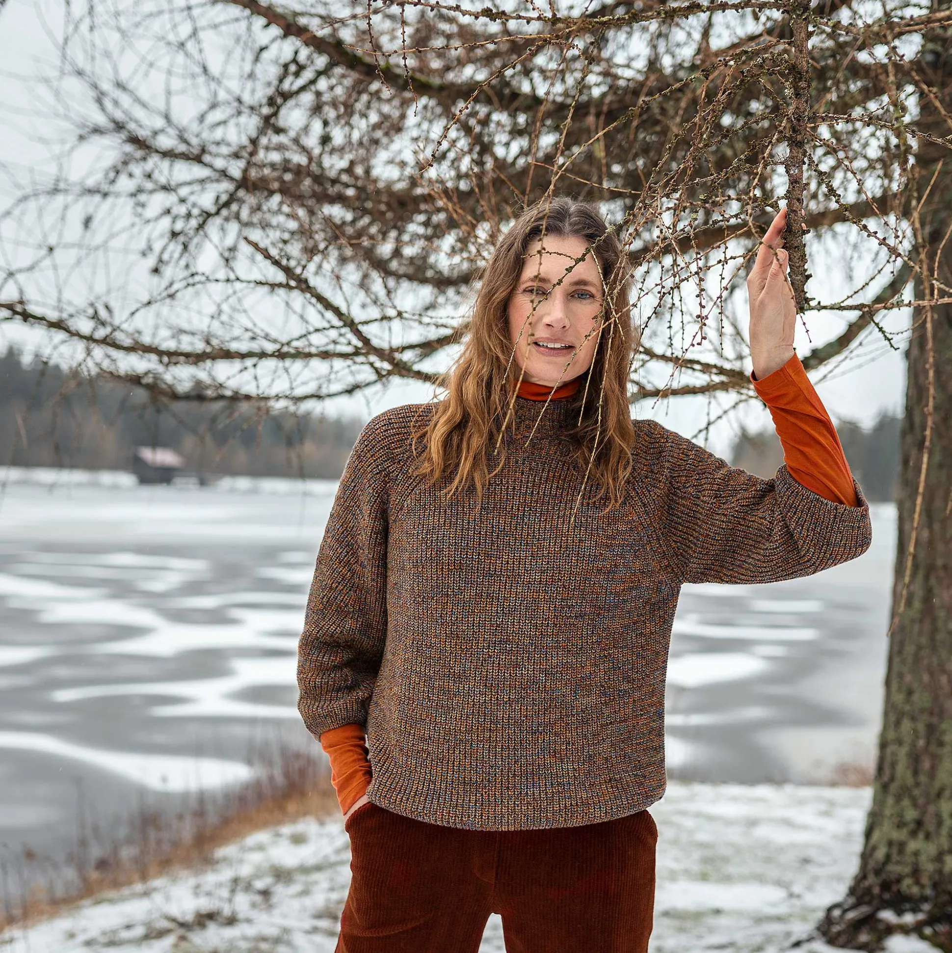 LIVING CRAFTS Padme - Pullover Tintenblau/Rost Sale