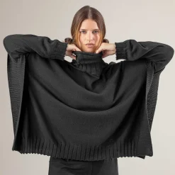 LIVING CRAFTS Paisley - Poncho Schwarz Shop
