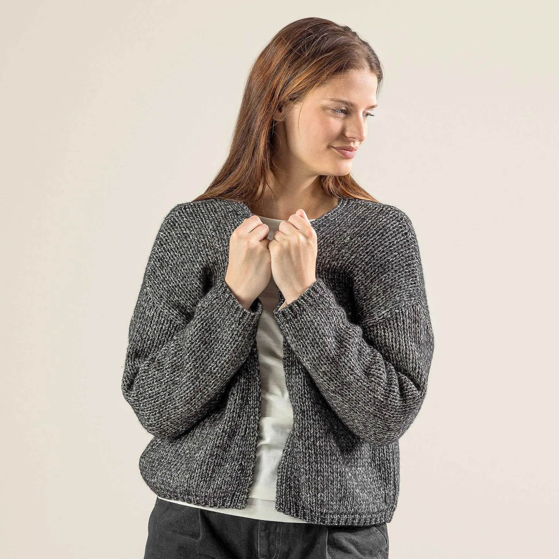 LIVING CRAFTS Palila - Strickjacke Schwarz/Creme Cheap