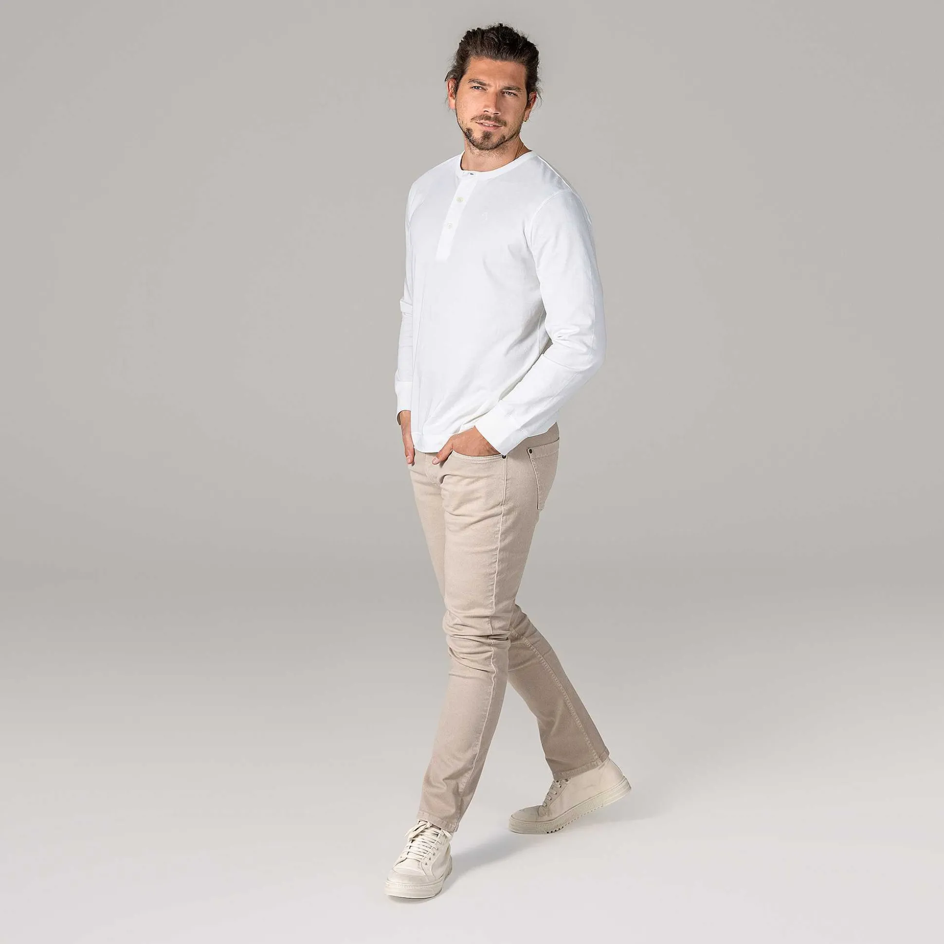 LIVING CRAFTS Paolo - Henley-Shirt Ekru Clearance