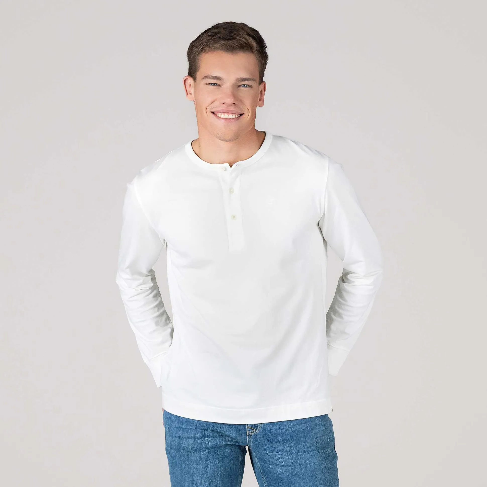 LIVING CRAFTS Paolo - Henley-Shirt Ekru Clearance