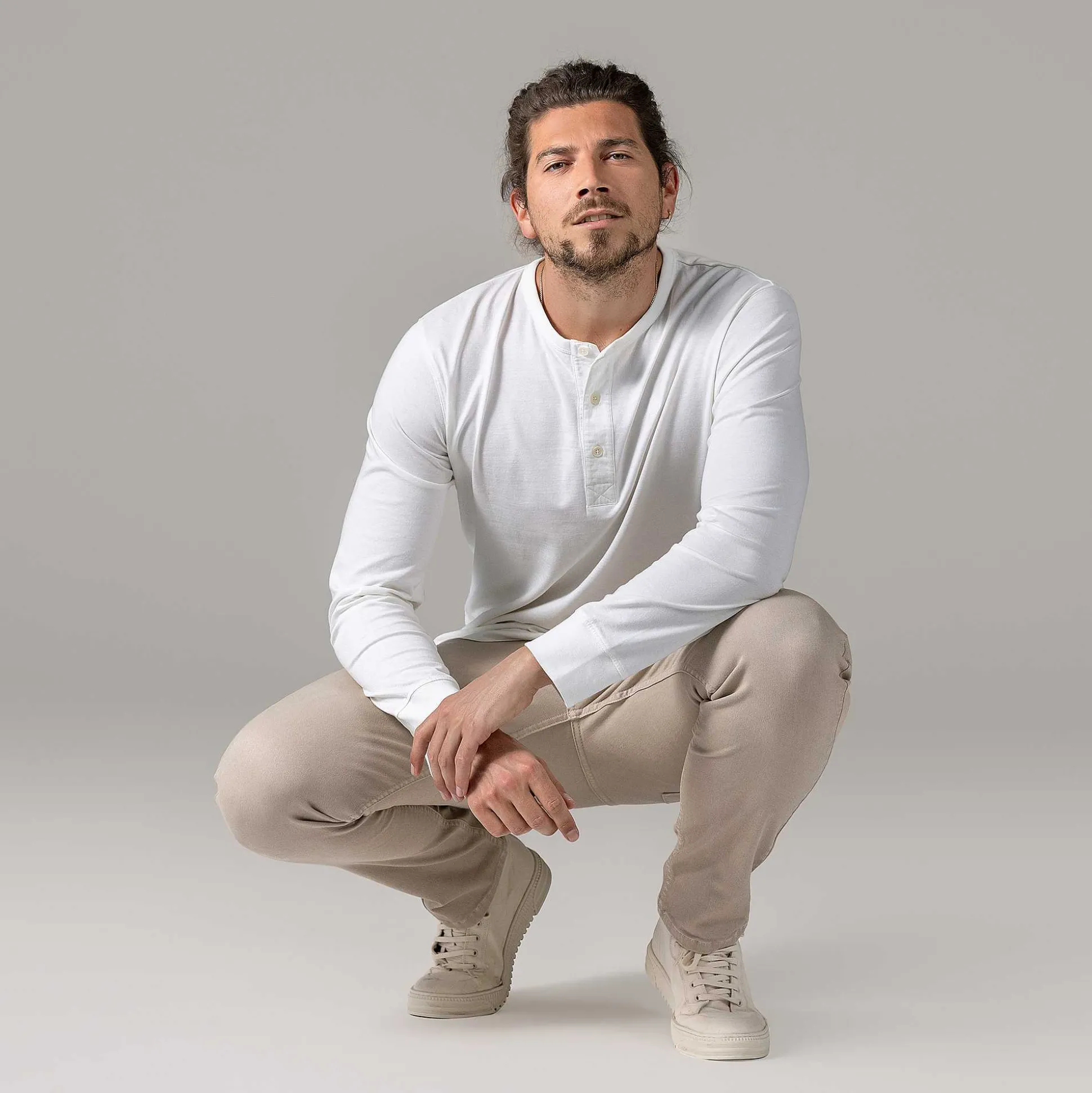 LIVING CRAFTS Paolo - Henley-Shirt Ekru Clearance