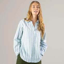 LIVING CRAFTS Patricia - Hemd Blau/Oliv Clearance