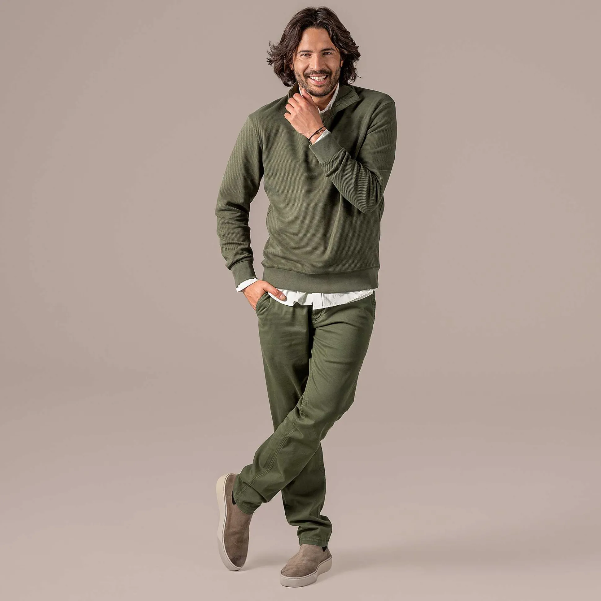 LIVING CRAFTS Paul – Chinos Dunkler Efeu Cheap