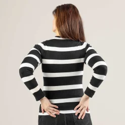LIVING CRAFTS Paula - Langarmshirt Schwarz/Creme Outlet