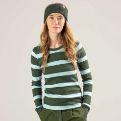 LIVING CRAFTS Paula - Langarmshirt Dunkles Oliv/Eukalyptus Hot
