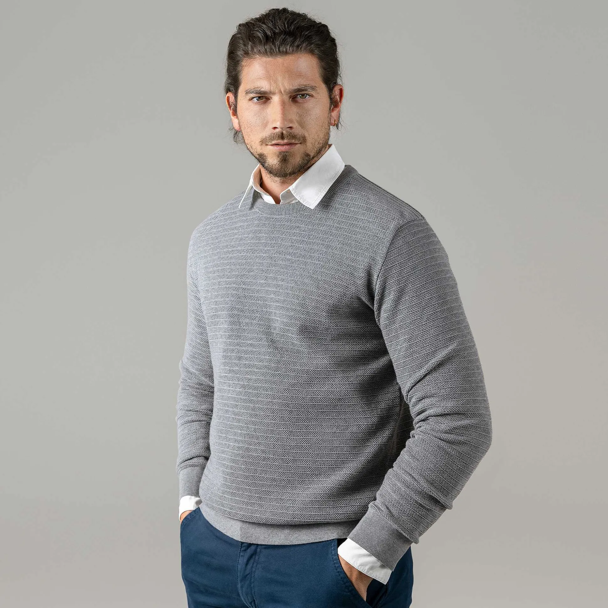 LIVING CRAFTS Pietro - Pullover Graue Melange Shop