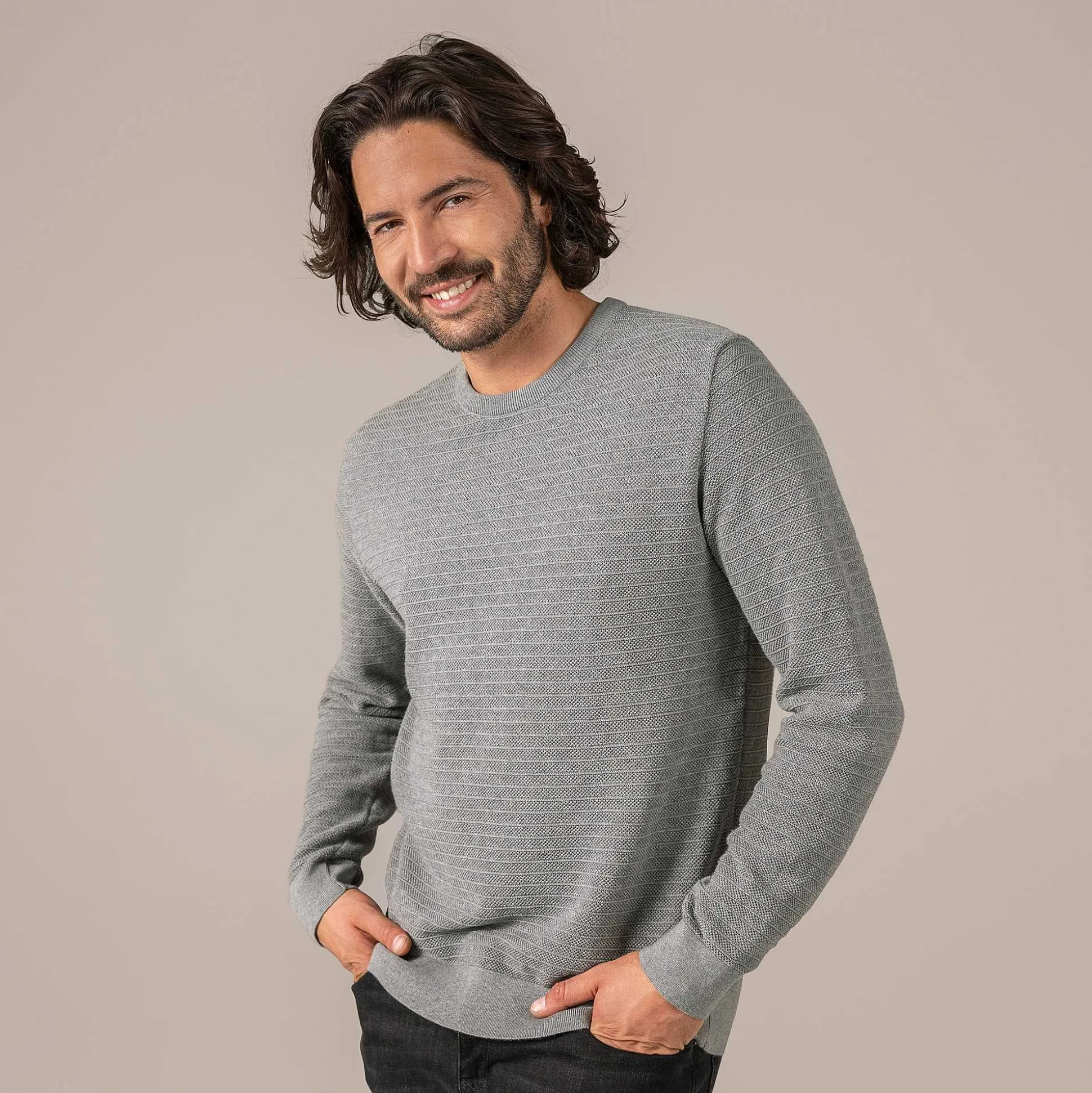 LIVING CRAFTS Pietro - Pullover Graue Melange Shop