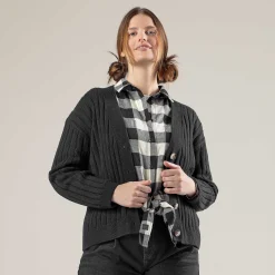 LIVING CRAFTS Pirala - Strickjacke Schwarz Cheap
