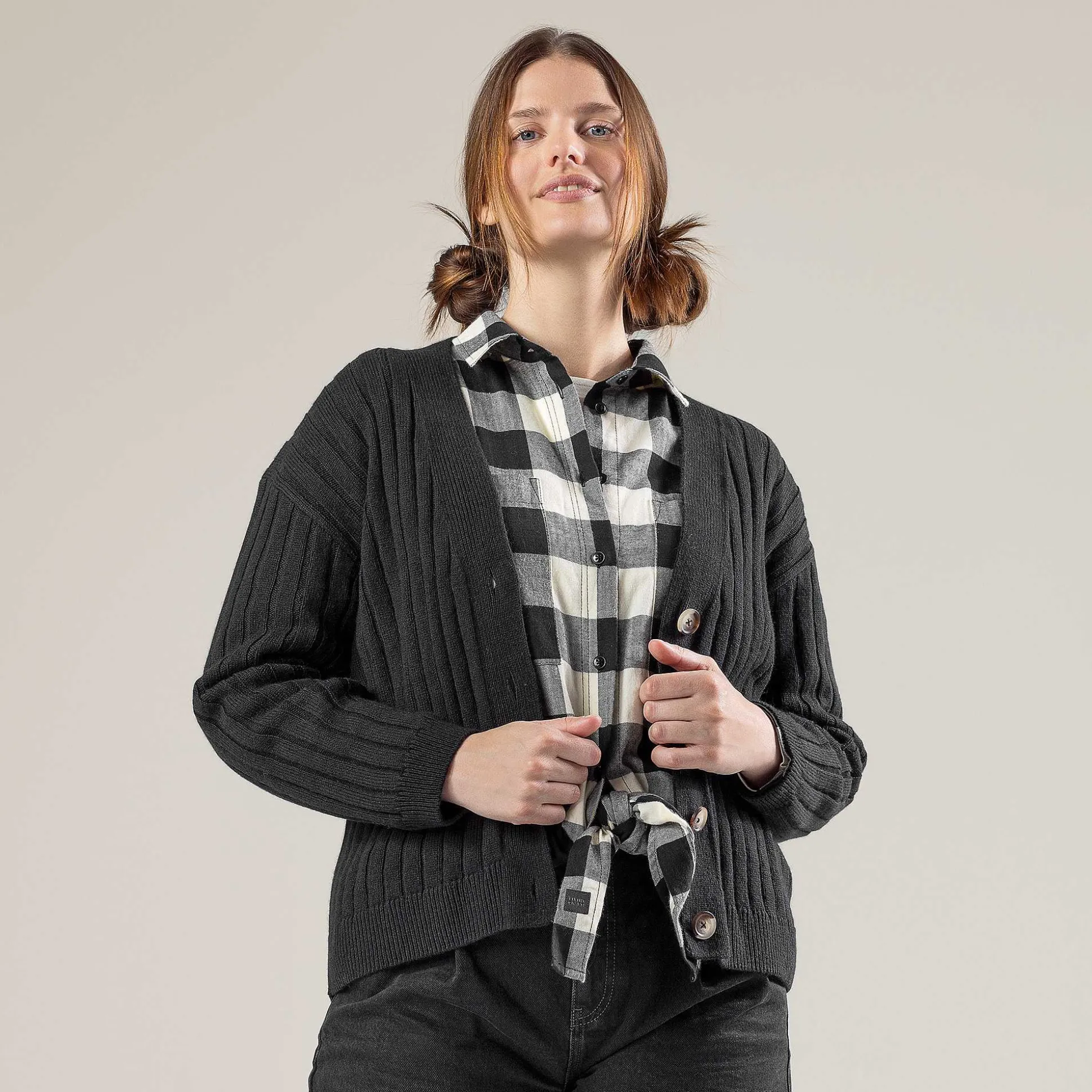 LIVING CRAFTS Pirala - Strickjacke Schwarz Cheap