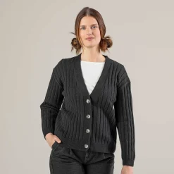 LIVING CRAFTS Pirala - Strickjacke Schwarz Cheap