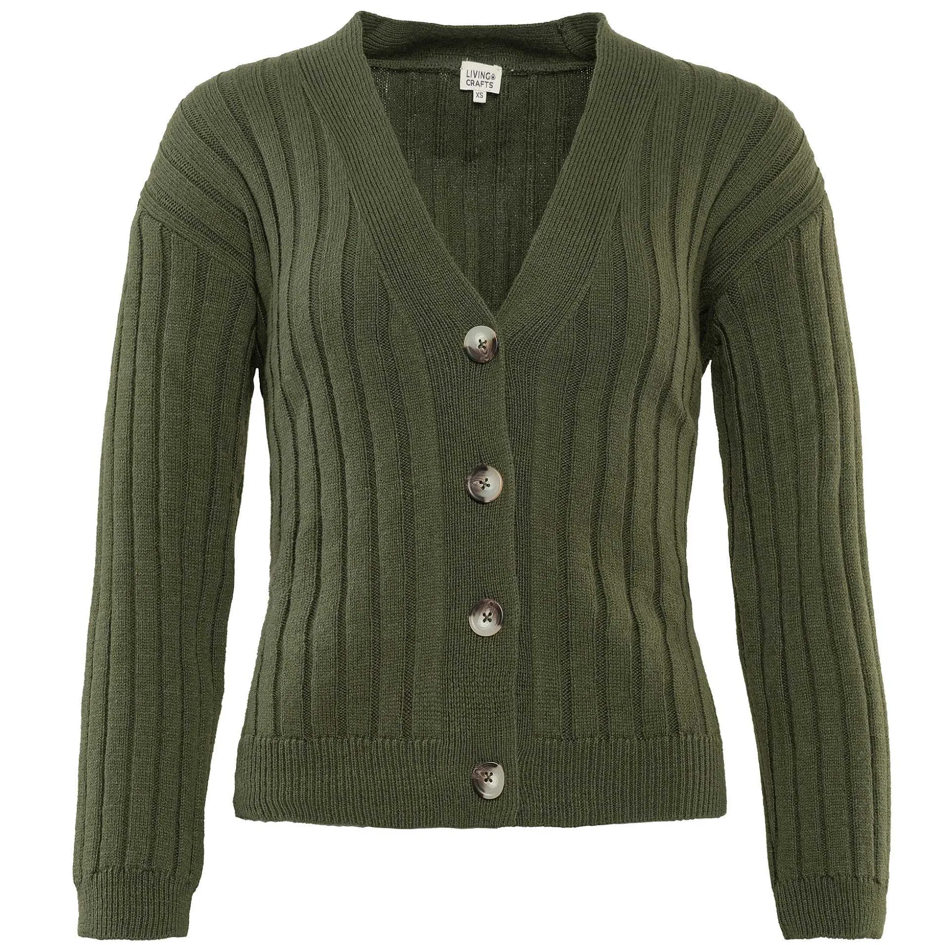 LIVING CRAFTS Pirala - Strickjacke Dunkles Oliv Outlet