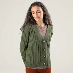 LIVING CRAFTS Pirala - Strickjacke Dunkles Oliv Outlet