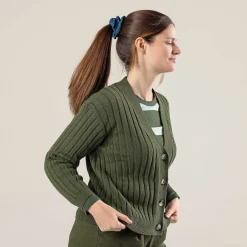 LIVING CRAFTS Pirala - Strickjacke Dunkles Oliv Outlet