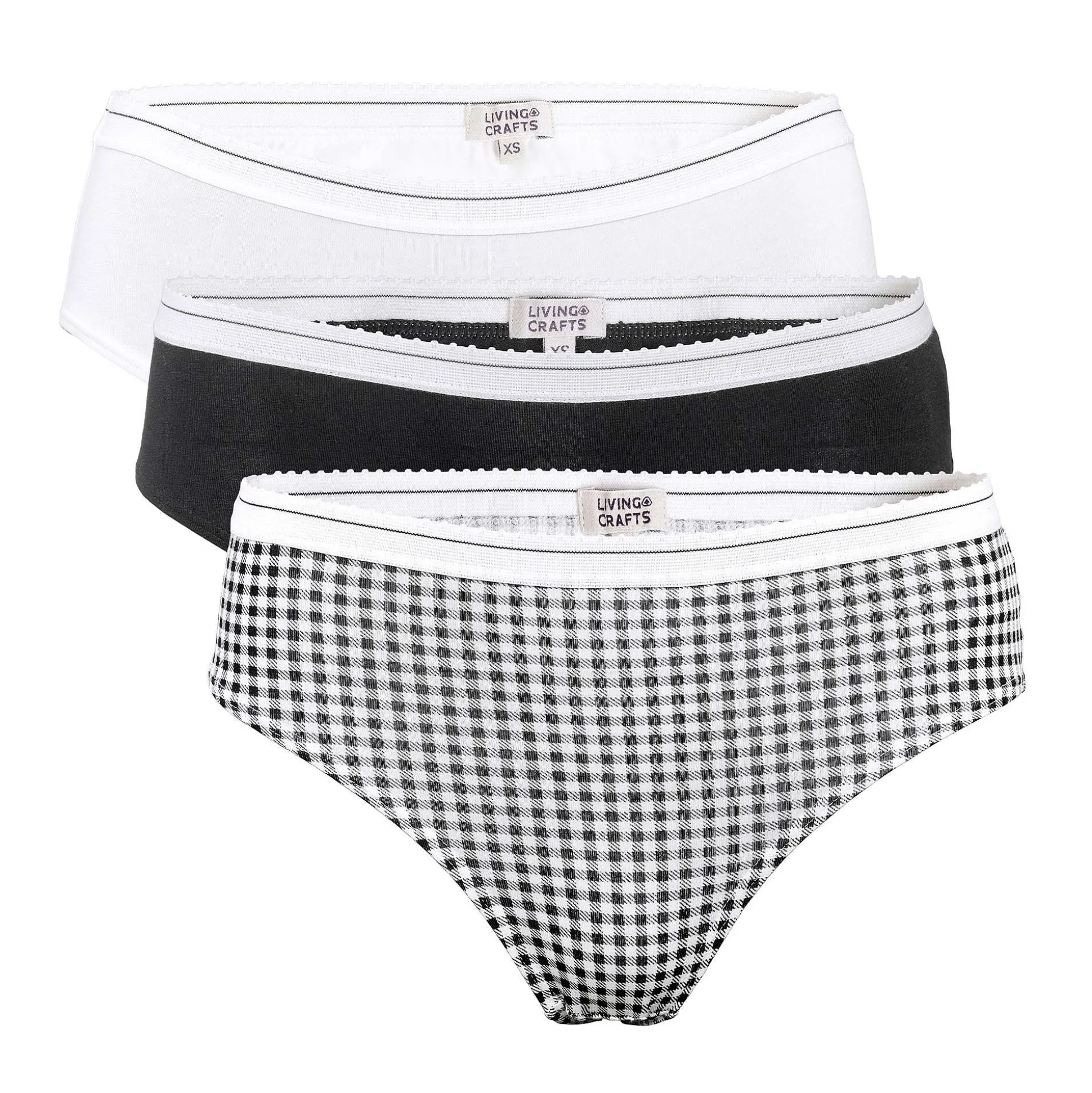 LIVING CRAFTS Polly - Slips Vichy Schwarz/Creme Shop