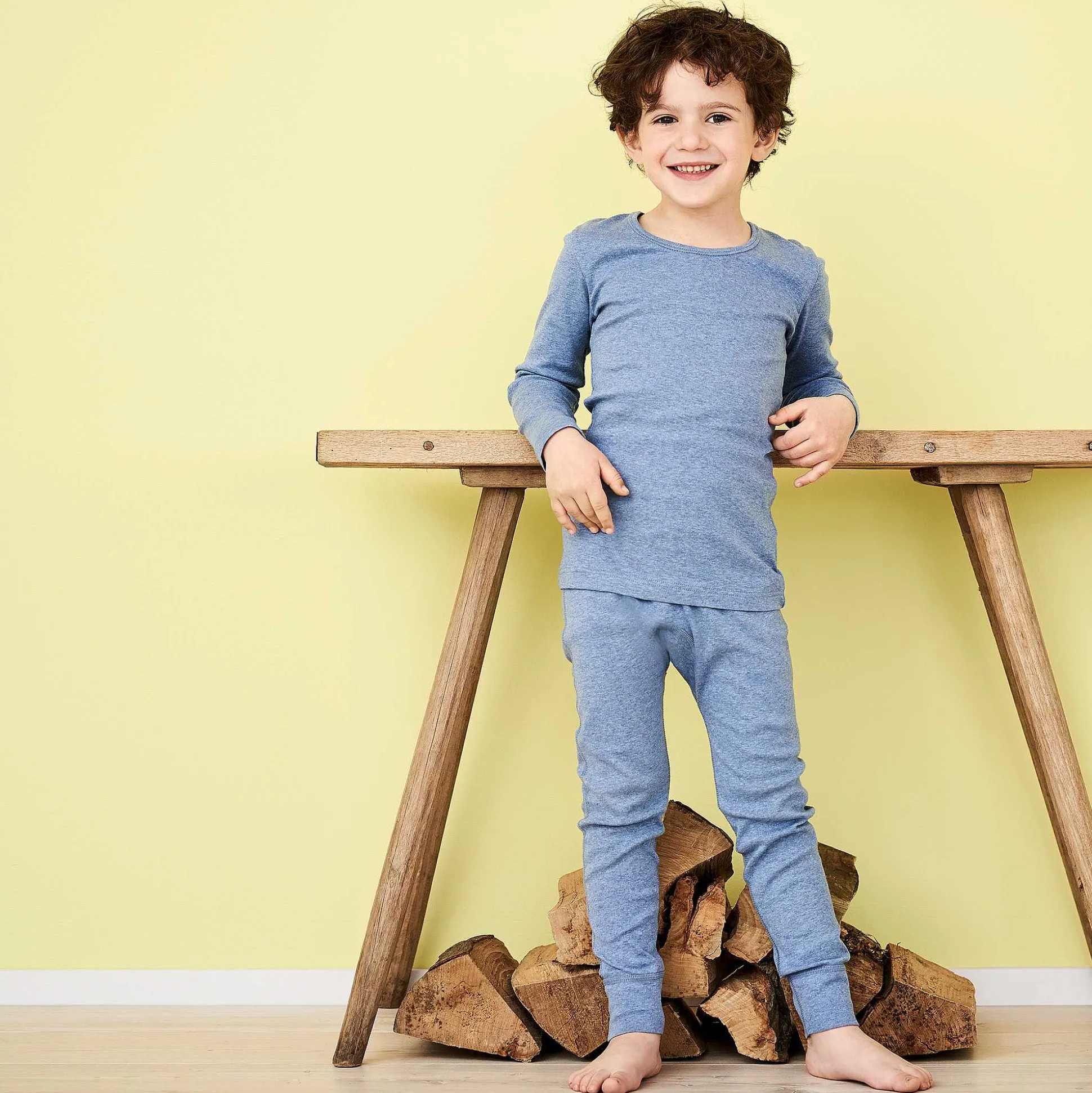LIVING CRAFTS Reiher – Long Johns Blaue Melange Fashion